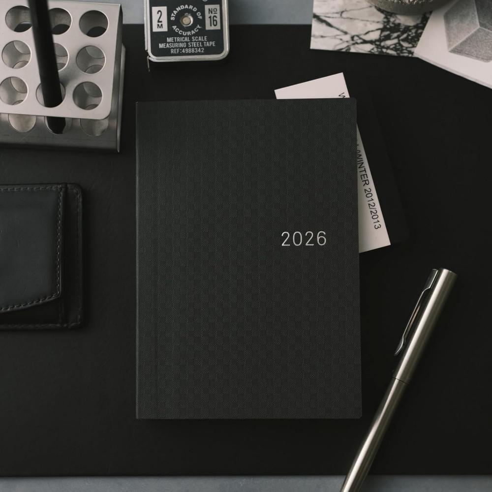 Hobonichi 2026 Hon Paper Series Black GIngham A6 1 Day 1 Page Starts In January
