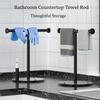 T-Shape Towels Bar Rack For Bathroom Vanity Countertop Black Carbon Steel Stable Free-Standing Towel Bar Vertical Towel Holder
