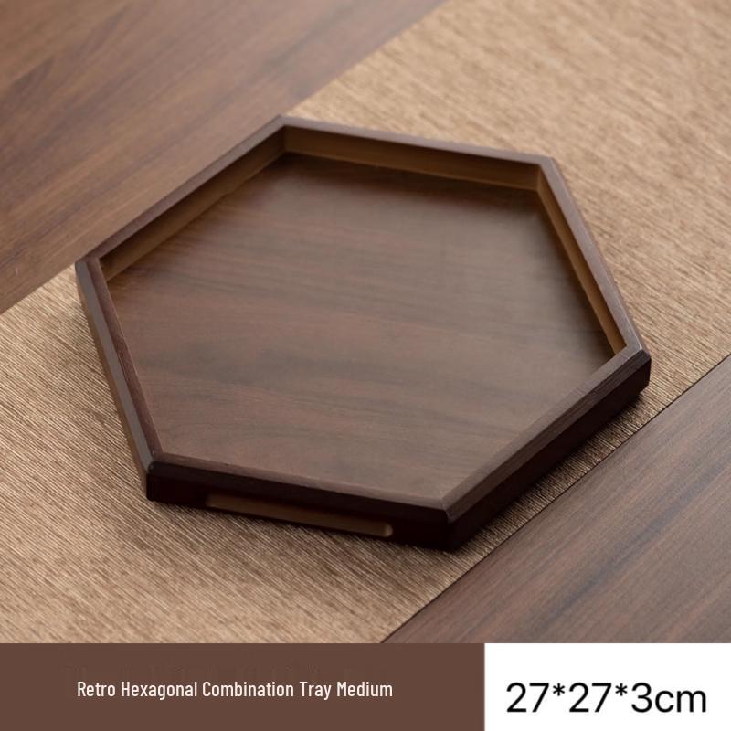 Kemeiruite Chinese Style Hexagonal Wooden Serving Tray