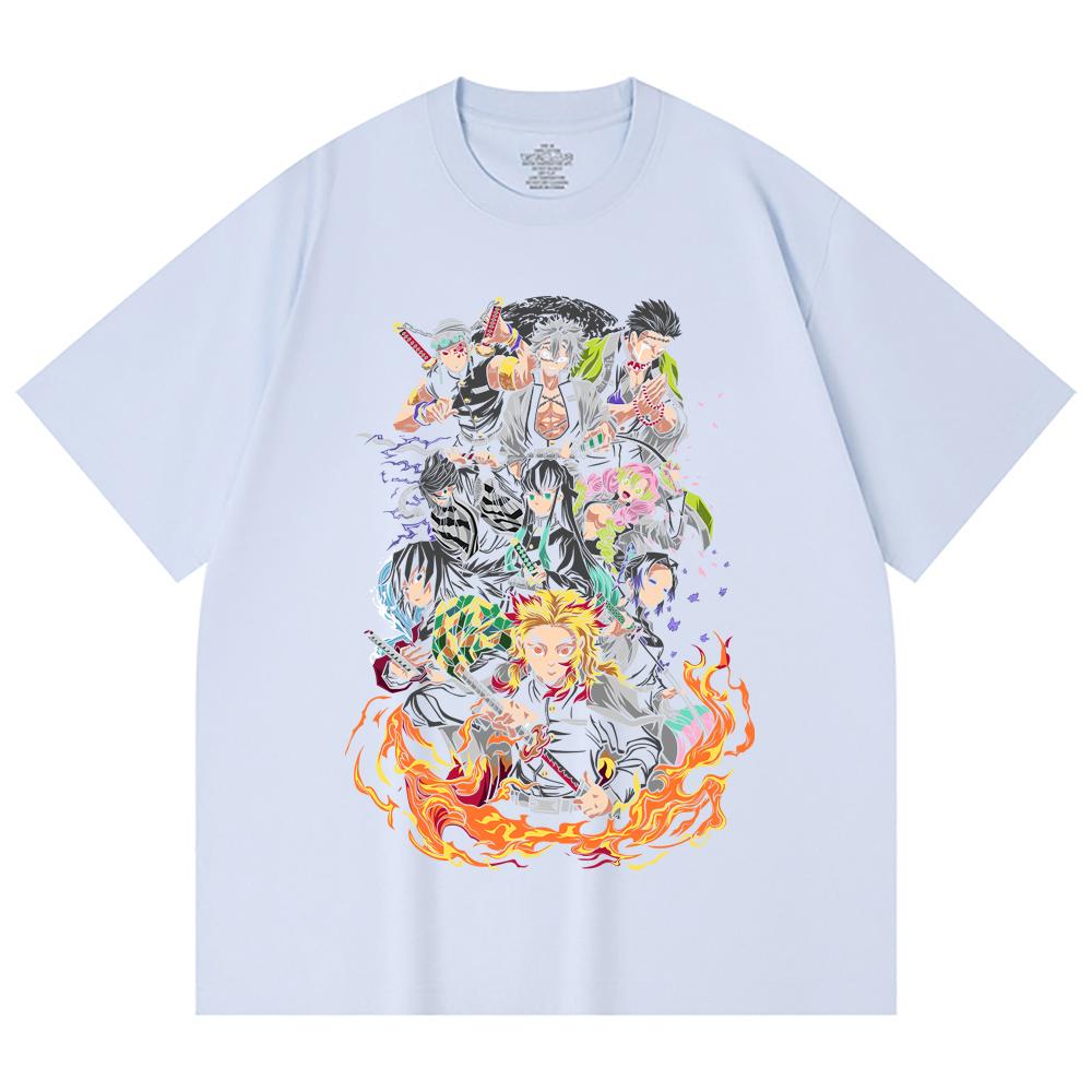 230 Gsm 100% Cotton Demon Slayer V61 Hashiras Print Unisex Heavy Cotton T Shirt