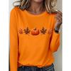 Tops for Women Pumpkin Print Costume Round Neck Long Sleeve T-shirt Fall Casual Slim Pullover Women's Long Sleeve Top