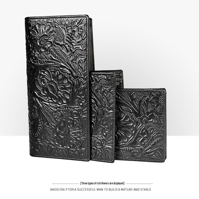 Men’s Retro Genuine Leather Wallet - Hand-Embossed Crocodile Pattern, Long, Large Capacity, Multi-Card Slots.