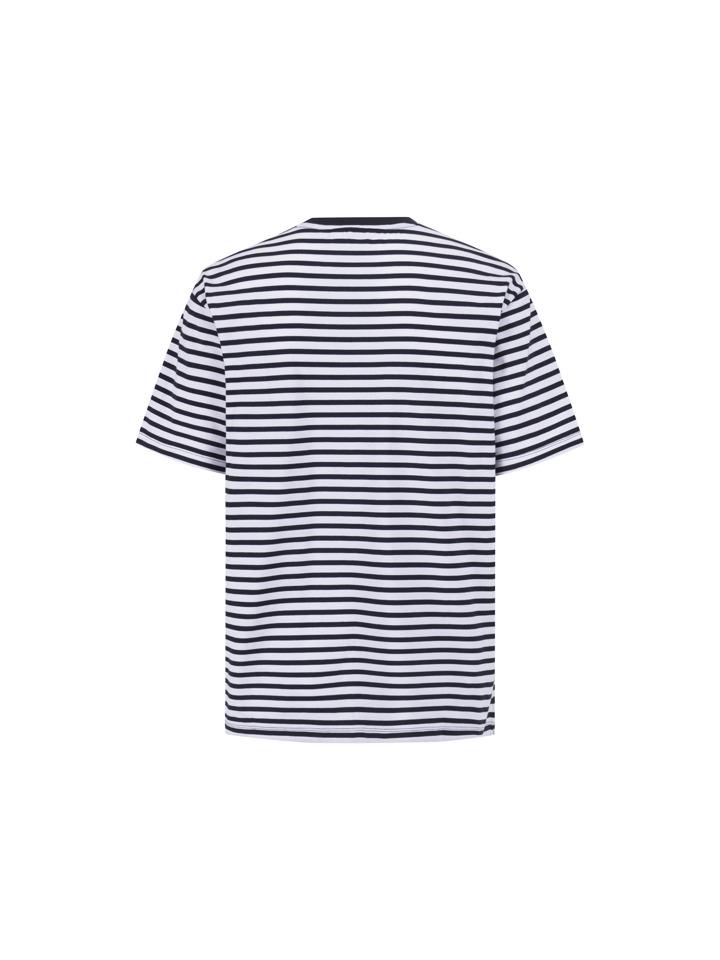 ZIOZIA Men'S) Sorona Striped Round Short Sleeve T-Shirt_Navy