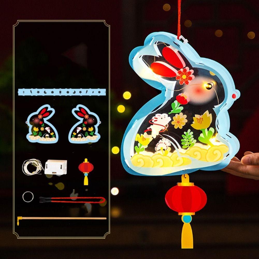 DIY Craft Kit Mid-Autumn Festival Lantern Waterproof Light-Up Bunny Lantern  Home Decor