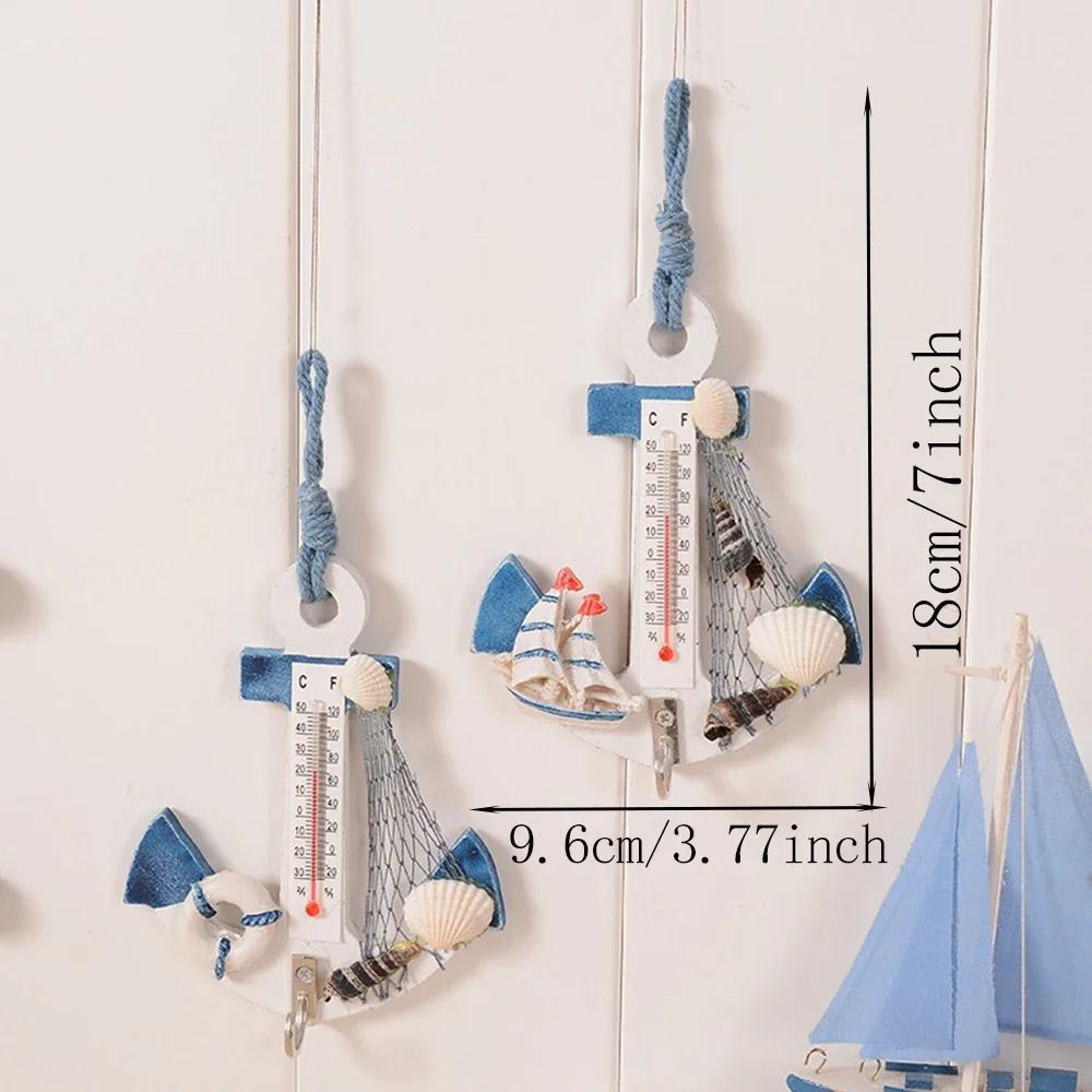 1 Stück - Kleines Thermometer L Anker Mediterraner Stil Kreative Handarbeit Kinderzimmer Wanddekoration