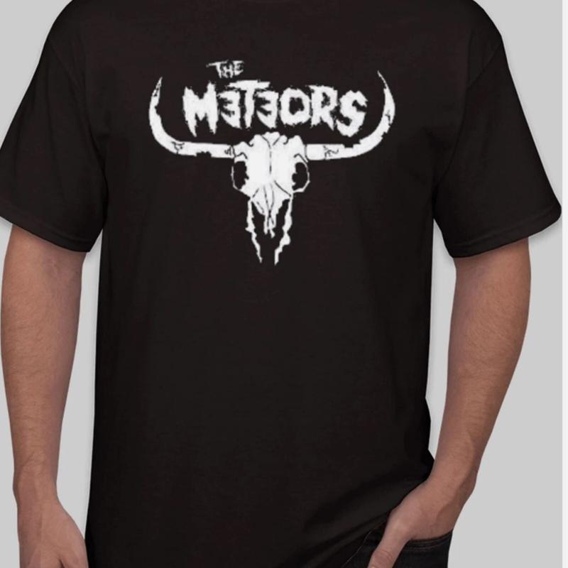 Hot New The Meteors Band Logo T Shirt Black Short Sleeve S 5xl
