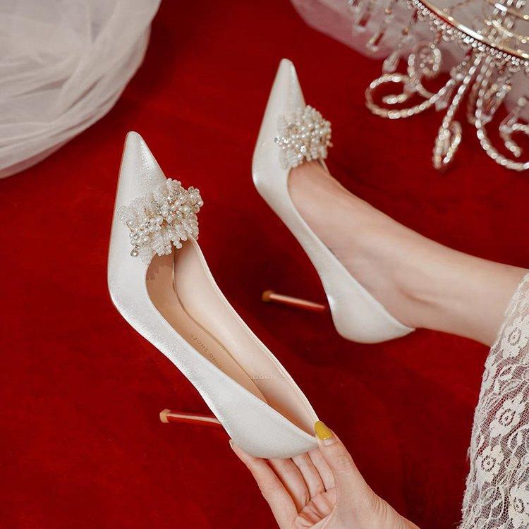 Wedding Shoes Bridal Shoes Bridesmaid New Red Stilettos Summer Women Are Not Tired Toasting Chinese Xiuhe Clothes Single Shoes
