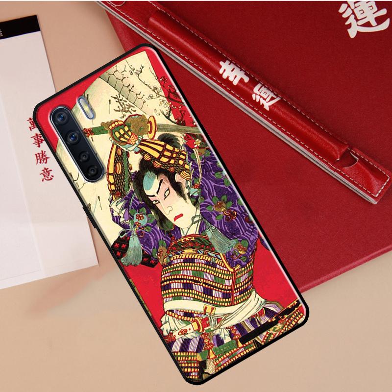 Japanese Samurai Art Case For Oppo A40 A78 A54 A74 A94 A17 A57 A77 A76 A16 A96 A18 A60 A80 A38 A58 A98 A15 A5 Pro
