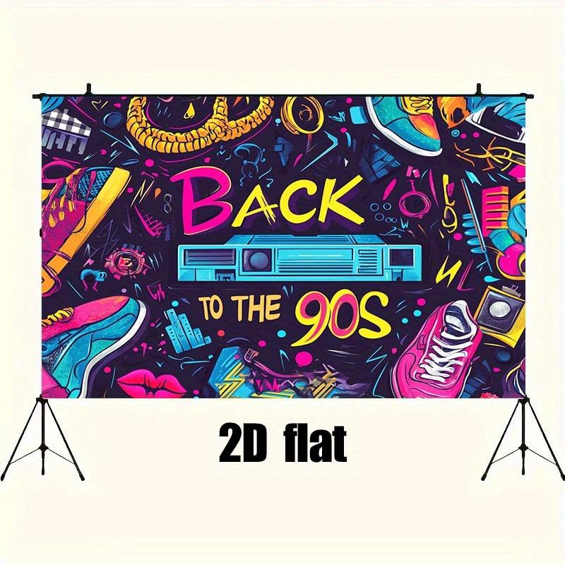 2D Plane, 1 Piece of Retro 90s Party Backdrop Banner, Suitable for Photo Booths and Nostalgic Events, Disco Party Decoration
