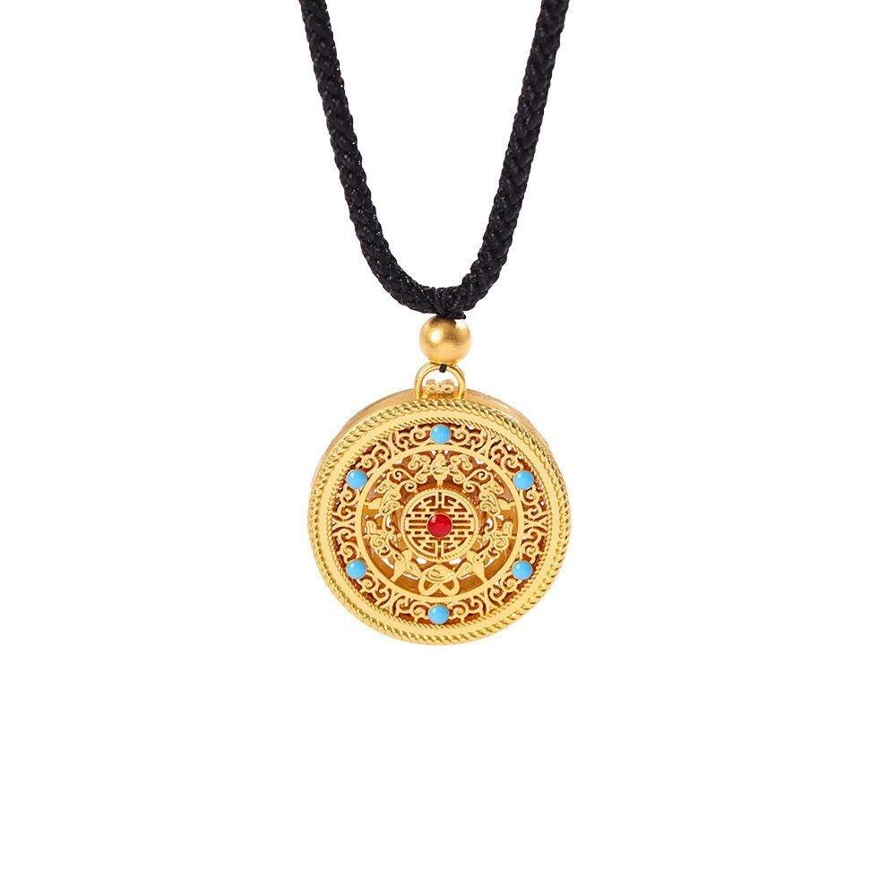New Chinese Five Blessings Complete Hollow Pendant Ancient Compass Necklace Pendant Retro Sweater Chain Jewelry