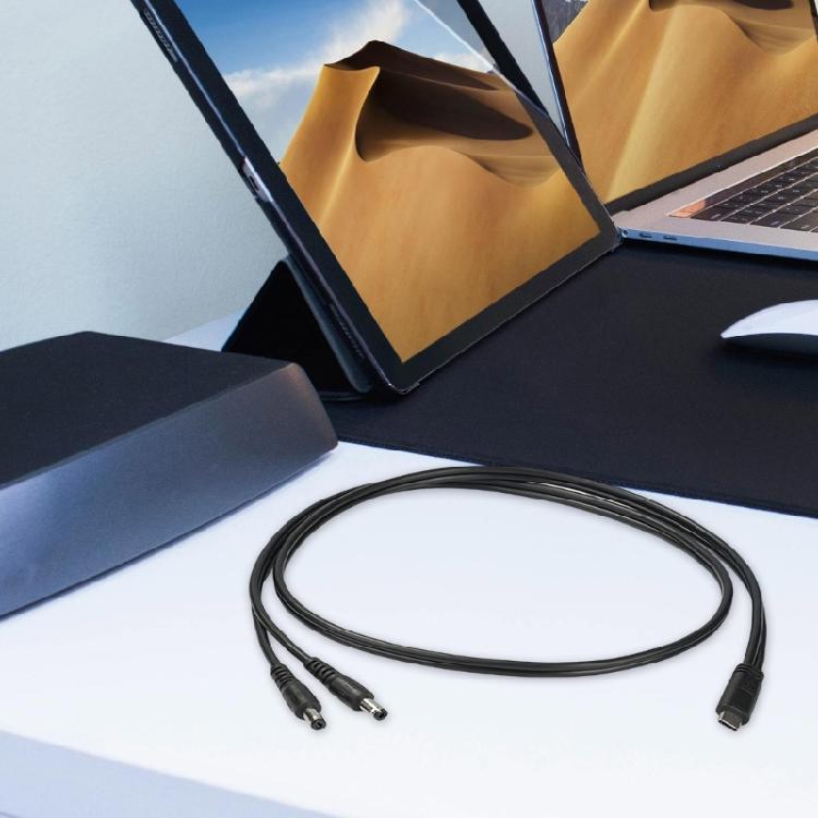 3.28FT Type C To Double DC5.5x2.5mm Power Cable 65W 3.28FT for Charging 20V Devices 65W Output