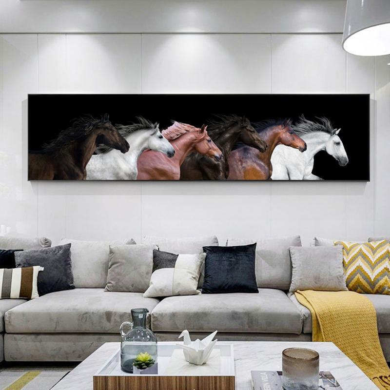 

Большой размер, современные постеры с животными и принты, настенная живопись на холсте, картина с шестью лошадьми для гостиной, Декор Куадрос, без рамки 20*40cm