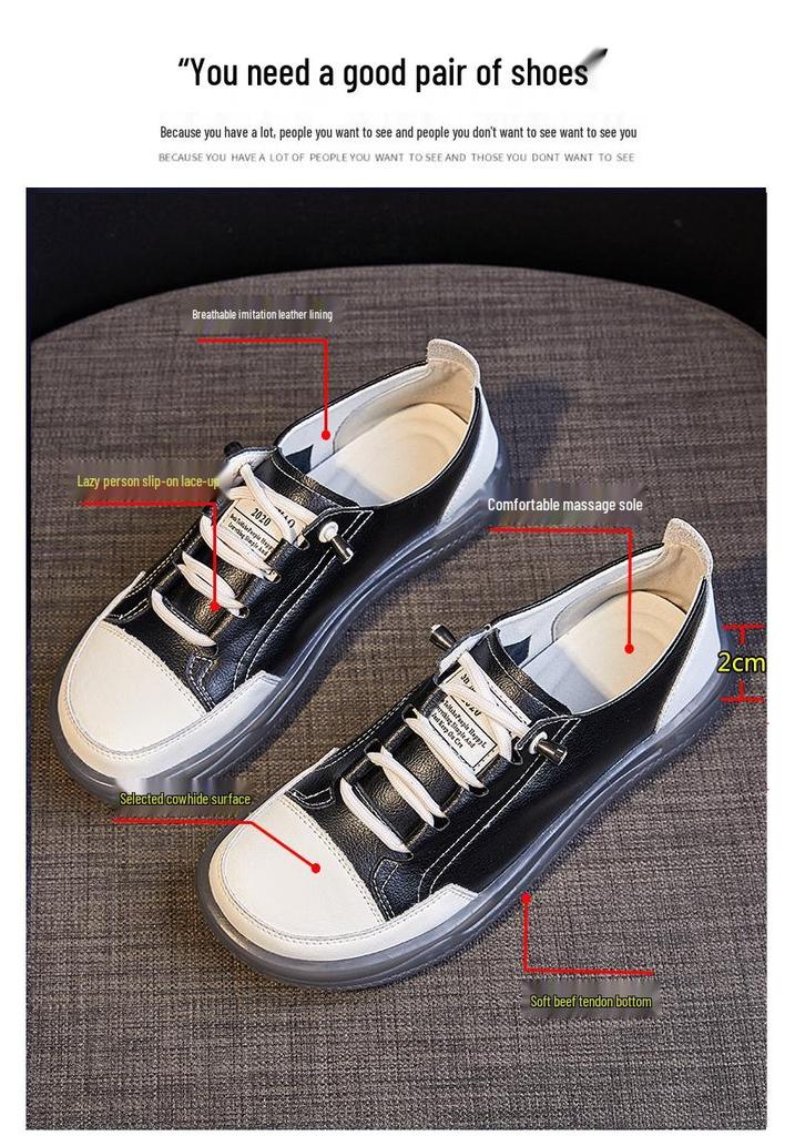 Women's Genuine Leather White Slip-On Shoes - 2025 Casual Soft Sole Flats