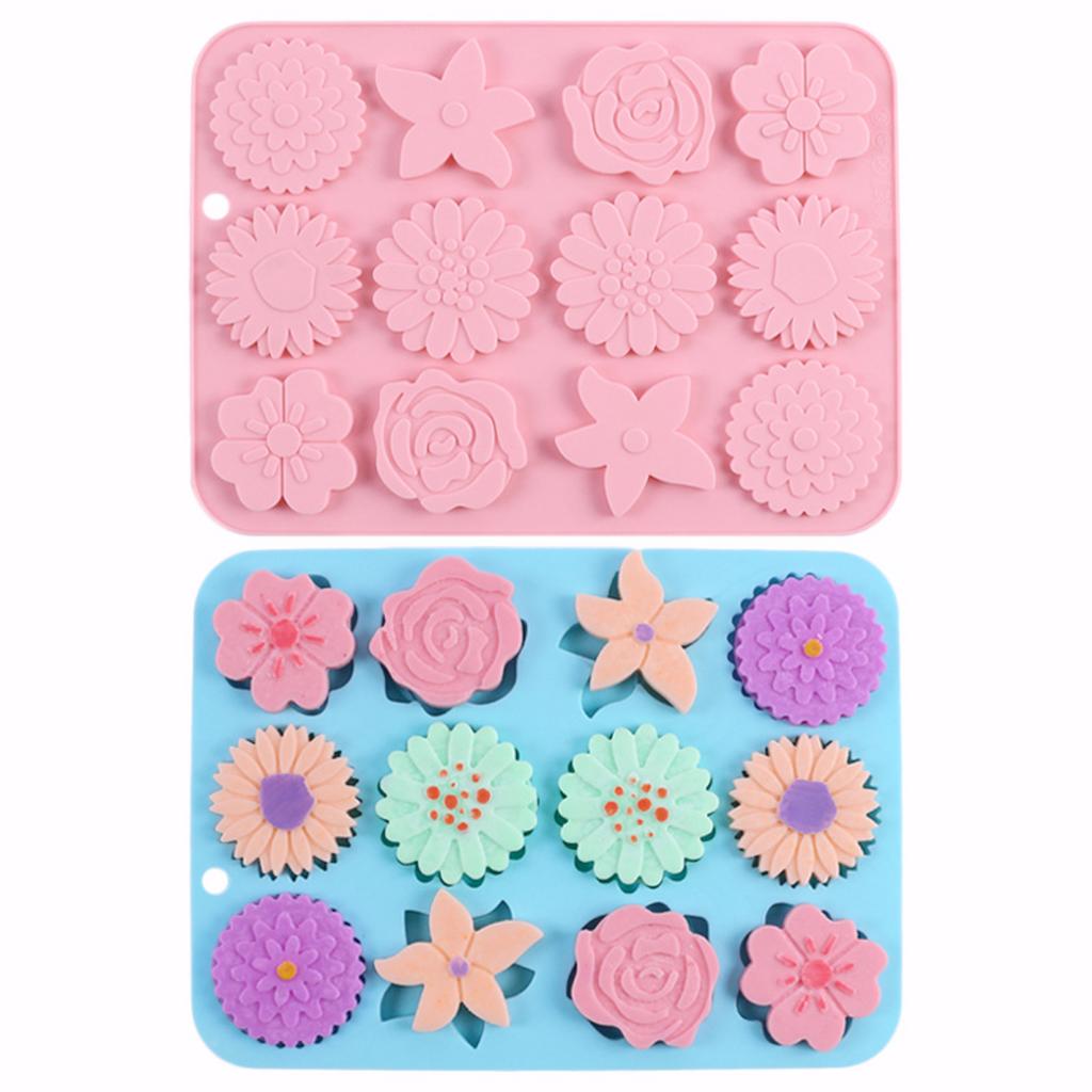 Multicavity Mix Flower Silicone Chocolate Mold Daisy Candy Biscuit Jelly Cake Decor Mould DIY Blossom Soap Candle Mold Ice Tray