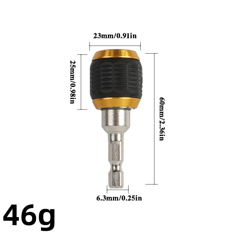 Telescopic Electric Wrench with 1/2 To 1/4 Drill Chuck, Hex Socket, Spring Sleeve & Quick-Release, Large Head, 60mm