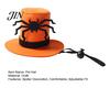 Halloween Pet Costume Accessory Cat Top Hat, Orange Dog Hat with Adjustable Strap, Comfortable Black Spider for Small Dogs Festive Party