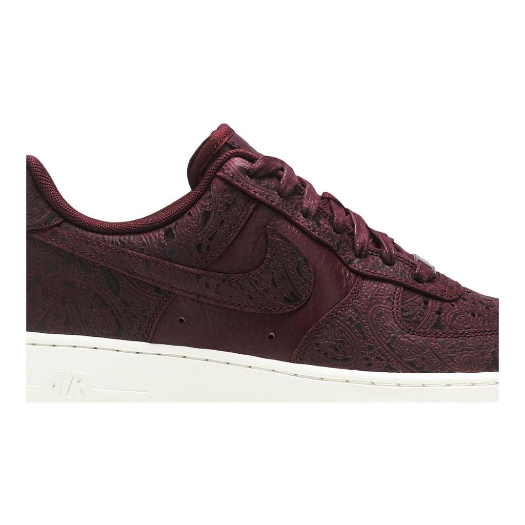 Nike Womens Air Force 1 '07 Premium Essential 'Paisley Pack' (women's sizes) night maroon / night maroon-sail Skate Shoes 860532 600
