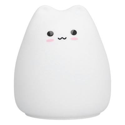 LED Tap Lamp Cat Shaped 7 Colors Changing Silicone Night Light for Home Bedroom Children"s Room