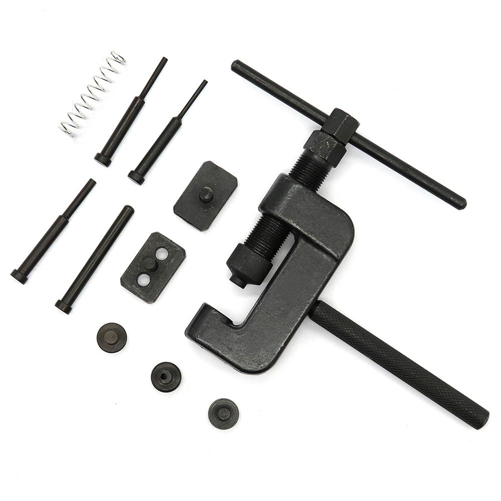 Motorcycle 4 Pins Chain Cutter Breaker Splitter Riveting Tool Rivet Repair Set For Chain 415/420/428/520/525/530/630 Motorbike