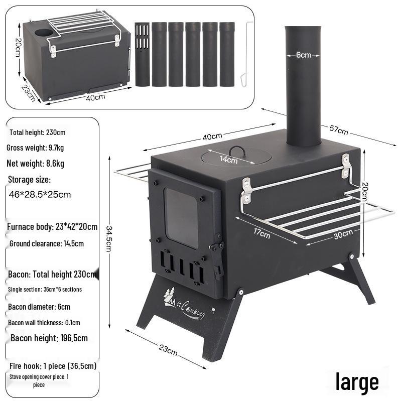 Multifunctional Outdoor Firewood Stove for Winter Fishing, Picnic, Tent Heating, Ice Fishing, and Sauna