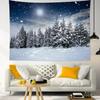 Starry Sky Tapestry Snow Mountain Wall Hanging Pine Tree Forest Tapestries for Bedroom Living Room Dorm Decor,80Wx60H inches