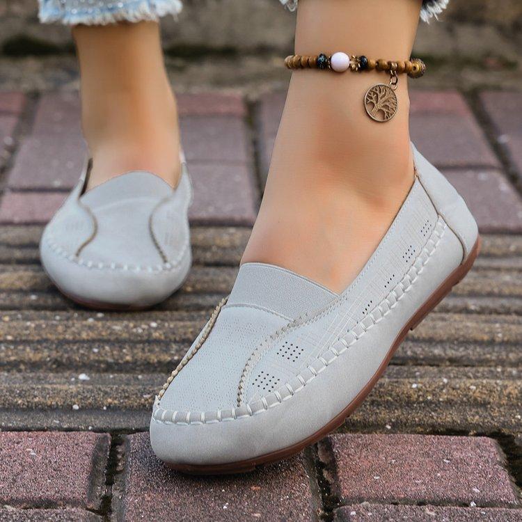 Large Size Shallow Mouth Flat Heel Soft Sole Comfortable and Casual Autumn European and American Round Head Single Shoes Women