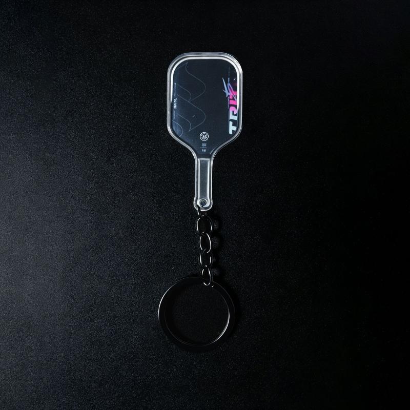 Pickleball Racket Acrylic Key Ring Colorful Hollow Golf Ball Design Lightweight Keychain for Backpack Decor