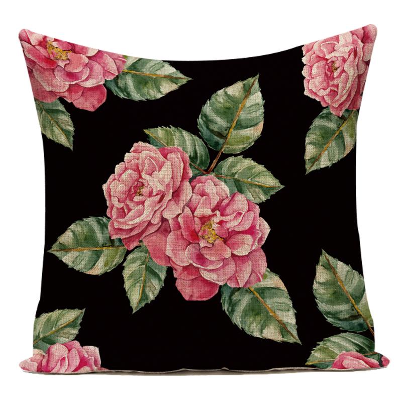 Polyester Cojines Decorativos Para Sofa Farmhouse Decor Flower Floral Pillow Cover Decorative Cushion Cover For Living Room