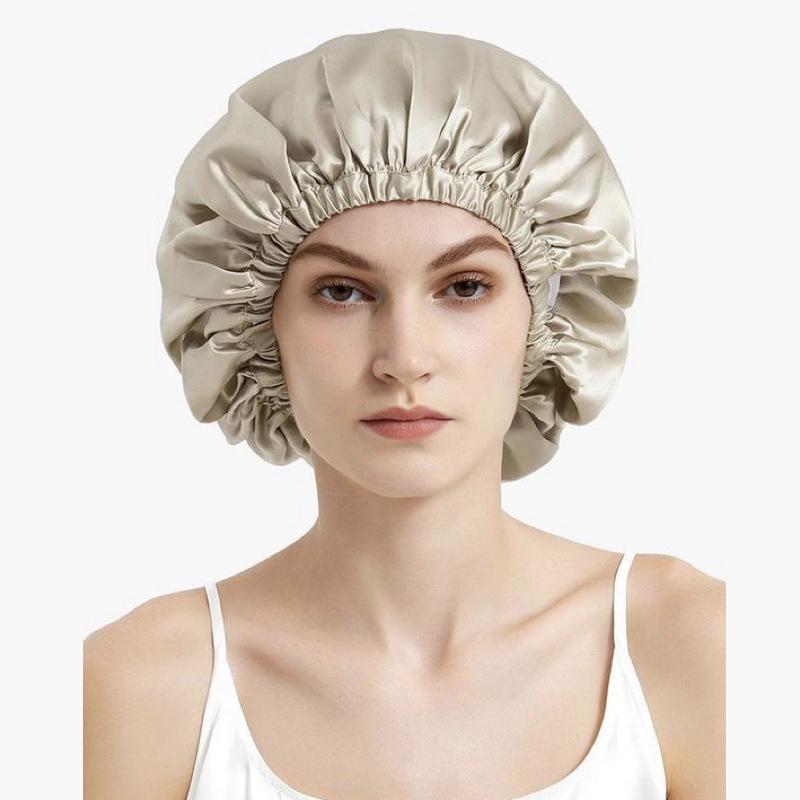 Real 100% Mulberry Silk Sleep Cap, 16 Momme, Double Layer, Adjustable Elastic Band, Postpartum Friendly.