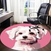 1pc Poodle Pink Office Round Rug, Carpet for Office, Gaming, Lightweight Round Floor Mat yy260205020