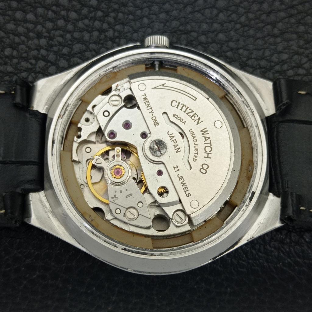 CITIZEN AUTOMATIC 8200 VINTAGE JAPAN MENS BLACK COLOR DIAL WATCH a702144-5 R208-a702144