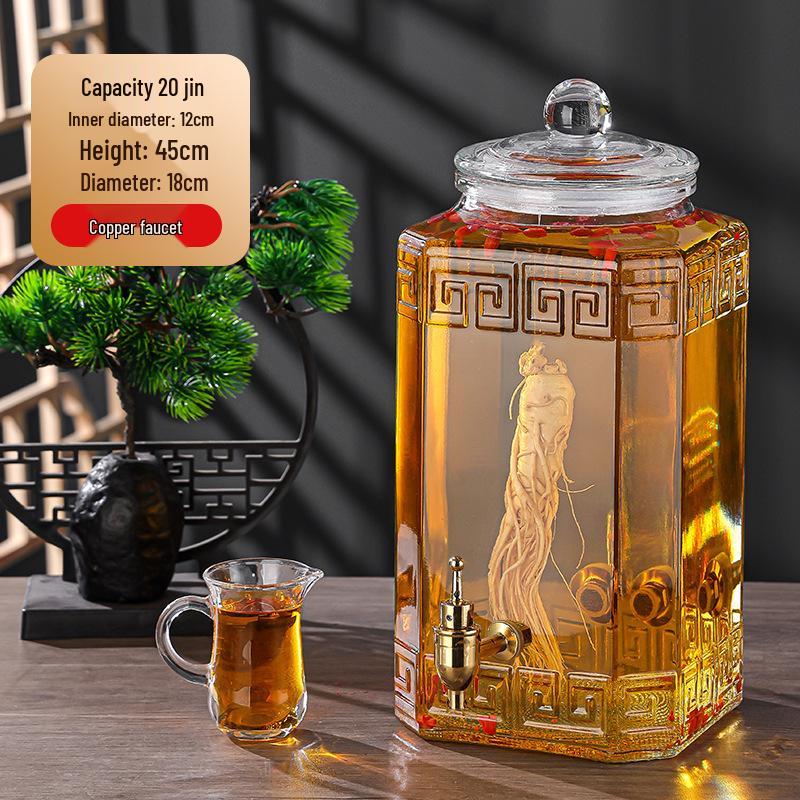 Luxury Sealed Wine & Baijiu Soaking Jar with Faucet for Household Use