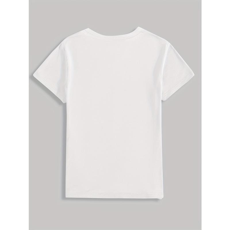 European sizes Letter Print Vintage T-Shirt, Short Sleeve Round Neck Casual Top, Suitable for Summer and Spring, Women's Clothing