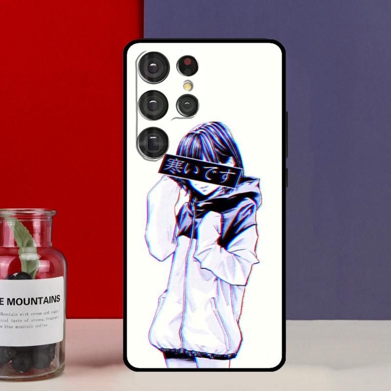 Sad Japanese Aesthetic Art Funda Case For Samsung Galaxy S25 Ultra S9 S10 S20 S22 Plus S21 FE S23 S24 Ultra Phone Cover