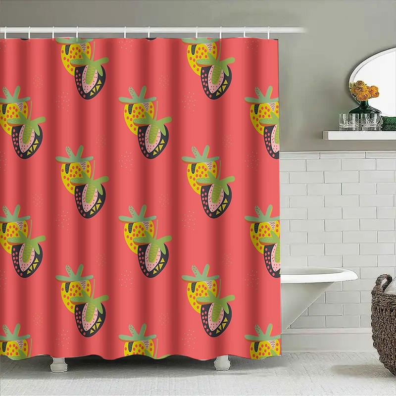 Cute Watermelon Shower Curtain Tropical Summer Vibes Bathroom Decor Beach Themed Fabric Liner Waterproof Set