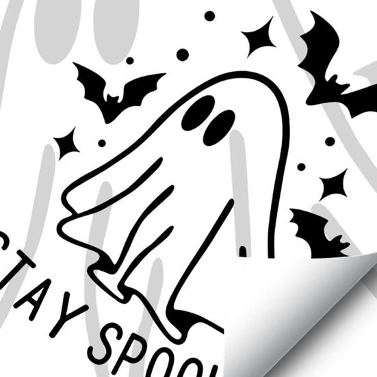 xiaobudian Halloween Cartoon Ghost Window Cling, Waterproof Bat Static Glass Sticker, Removable No Adhesive Sticker for Holiday Party