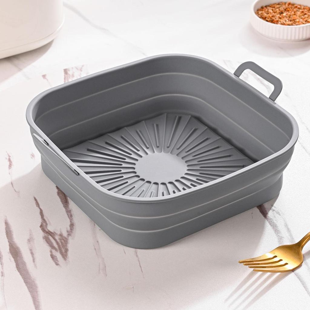Odorless Silicone Air Fryer Liner: Square, Thick, Foldable Baking Tray