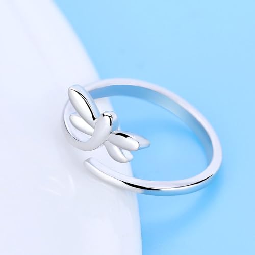 Women's Adjustable Silver Dragonfly Ring, Modern Creative Copper Design for Anniversary Birthday Gifts, Fashion Boho Jewelry, No Gemstones