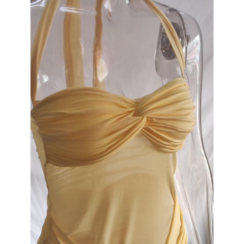 2026 Summer Women's Sheer Mesh Mermaid Gown, Adjustable Halter Neck Dress with Flowing Sash, Sexy Bodycon Evening Dress for Formal Parties