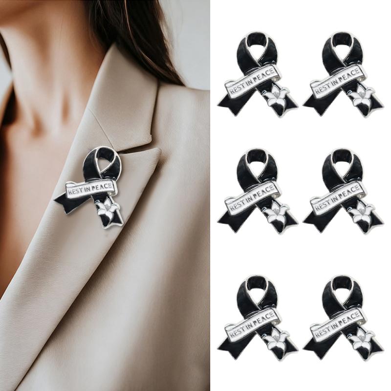 

2 шт. Эмалированные Металлические Похоронные Ленточные Броши-Булавки с Лилией Памяти Значки на Лацкан Ювелирные Аксессуары Подарок 2PCS