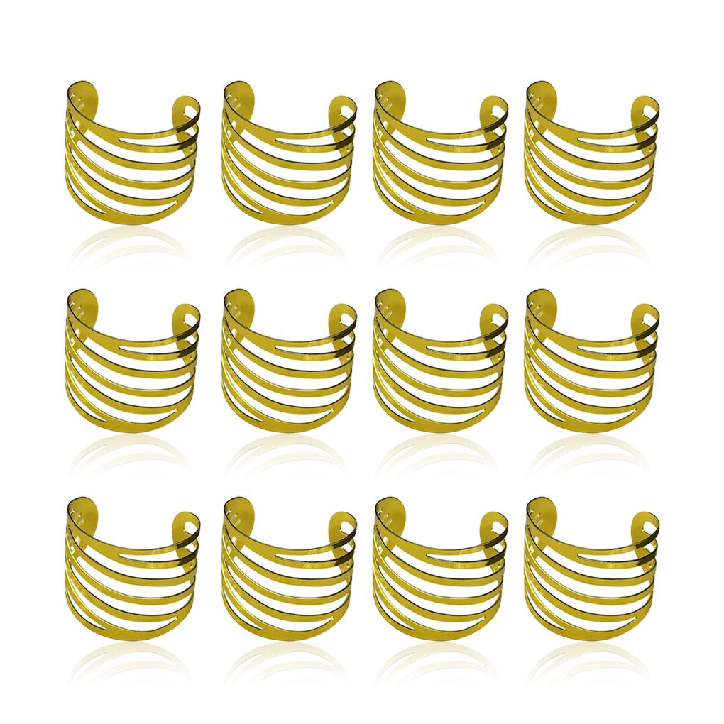 Pack of 12 Wedding Party Napkin Rings Ornament Hollow Out Buckle Crafts Holder for Restaurant Cafe Canteen Silver