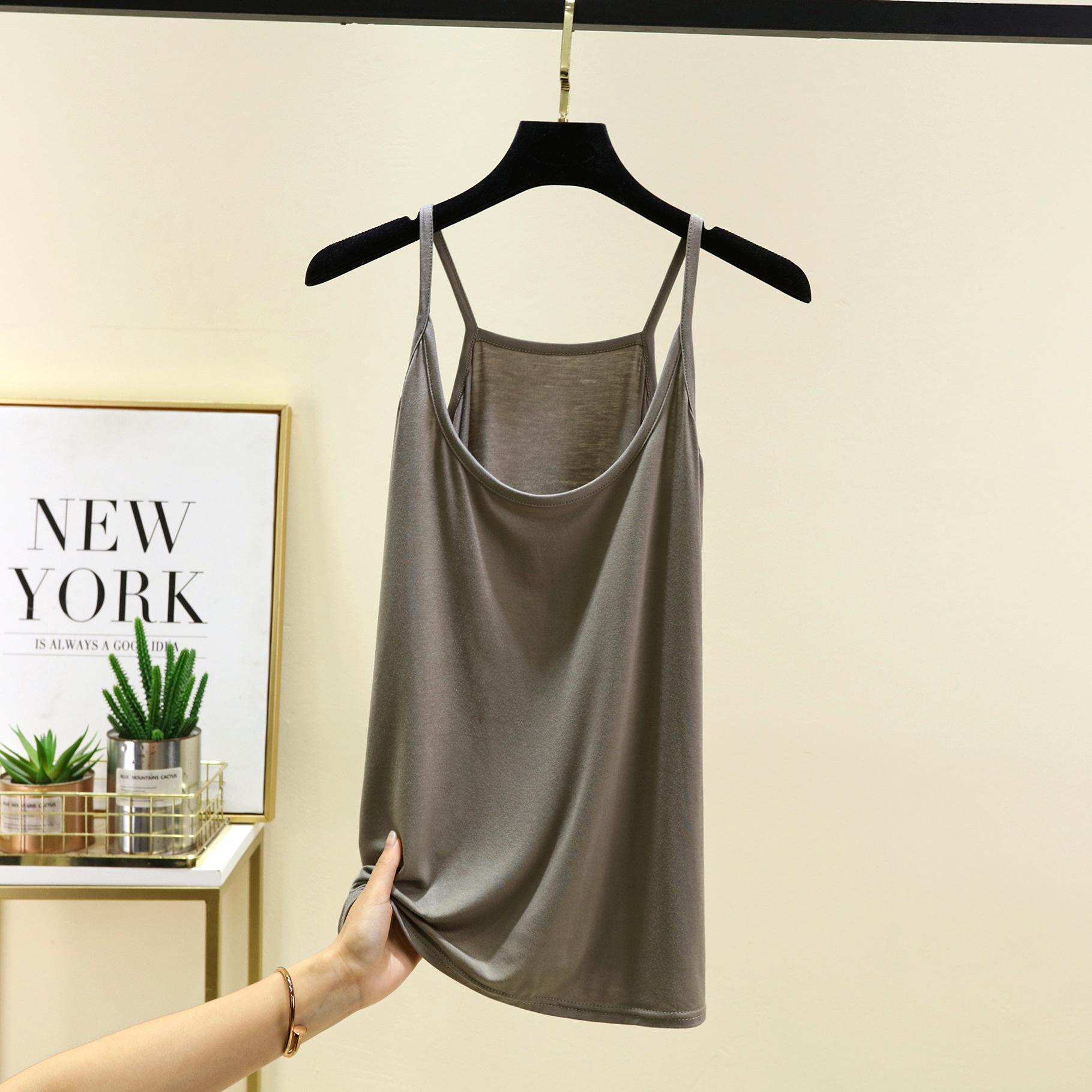 

Большие размеры от M до 6XL Модальные майки с круглым вырезом на тонких бретельках, свободные топы со свободным низом, однотонные майки без рукавов, универсальные 4XL