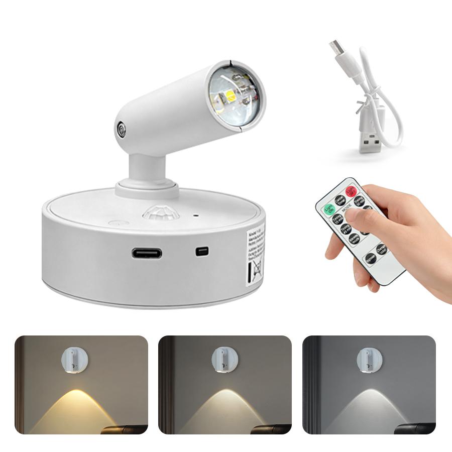 Motion Sensor LED Night Light RGB Rechargeable Wall Lamp Magnetic Spotlight Touch Dimmable Bedroom Bedside Lamps Room Decoration