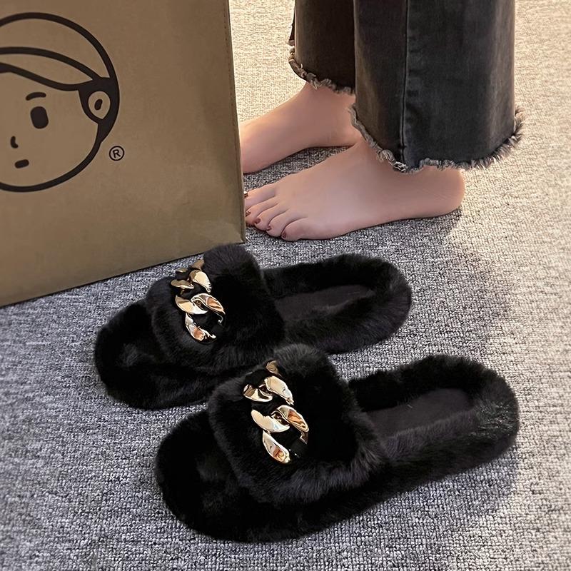 Muffin Large Size Thick Bottom Height Increase and Fluffy Slippers Women's Outer Wear Spring and Autumn Fashion Plush Office Home Cotton Mop