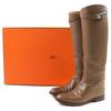 Great HERMES Knee-high boots jumping boots Kelly Buckle Leather Brown Women 35 Used