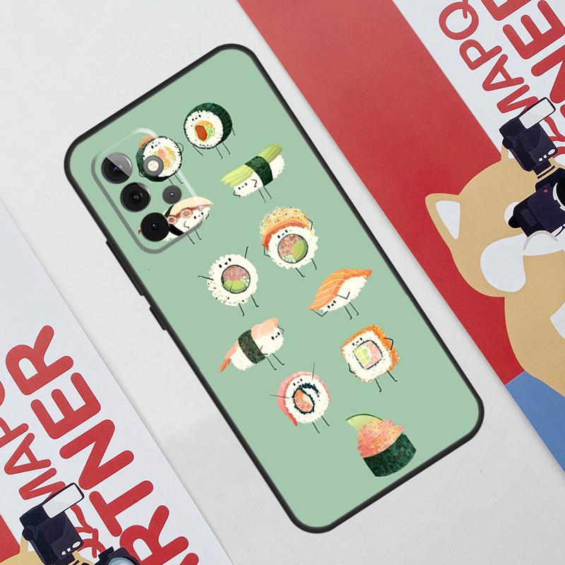 Kawaii Sushi Crowd Case For Samsung Galaxy A36 A35 A55 A06 A16 A26 A56 A53 A32 A52 A33 A13 A14 A34 A54 A17 A15