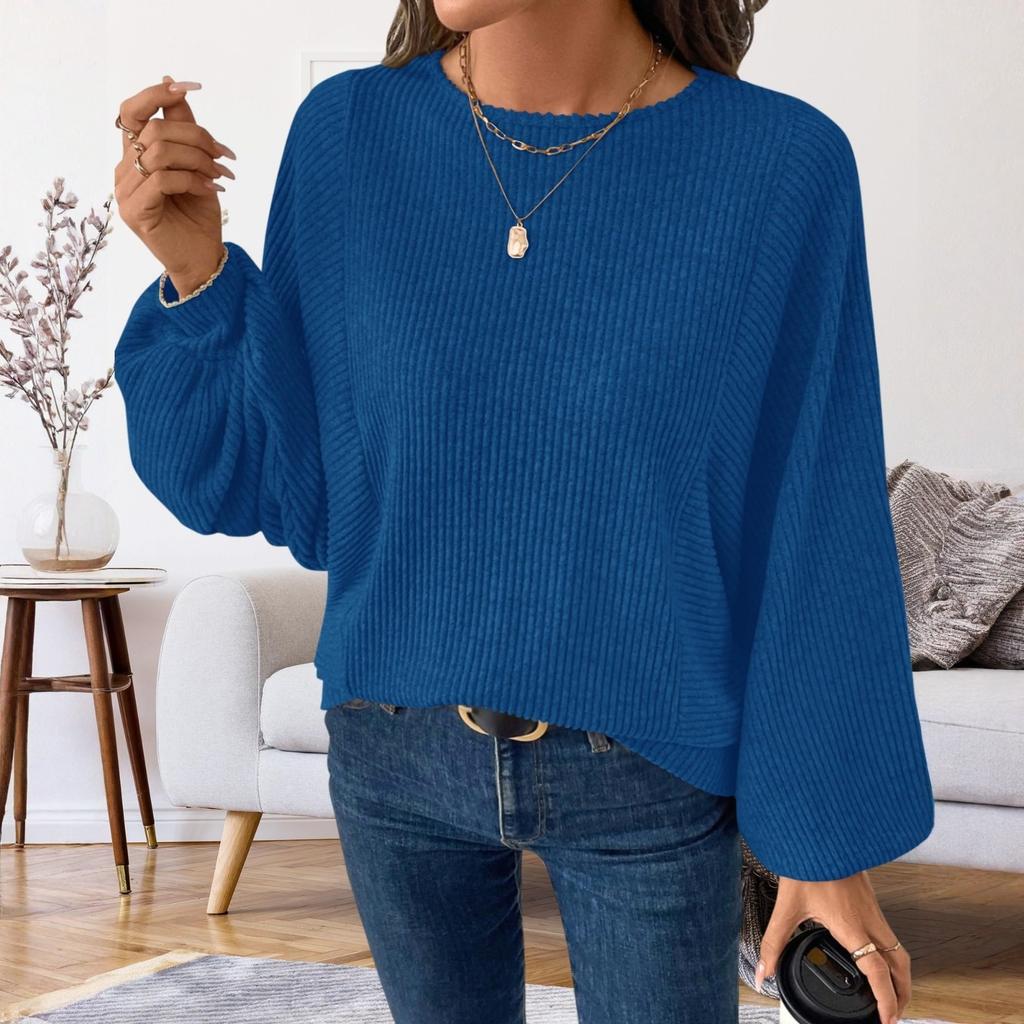 Dámský módní top s dlouhým rukávem v jednobarevné variantě