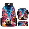 Set Zaino Stampa Calcio per Bambini Scuola Elementare 3 Pezzi Borsa a Spalla Astuccio Borsa a Tracolla