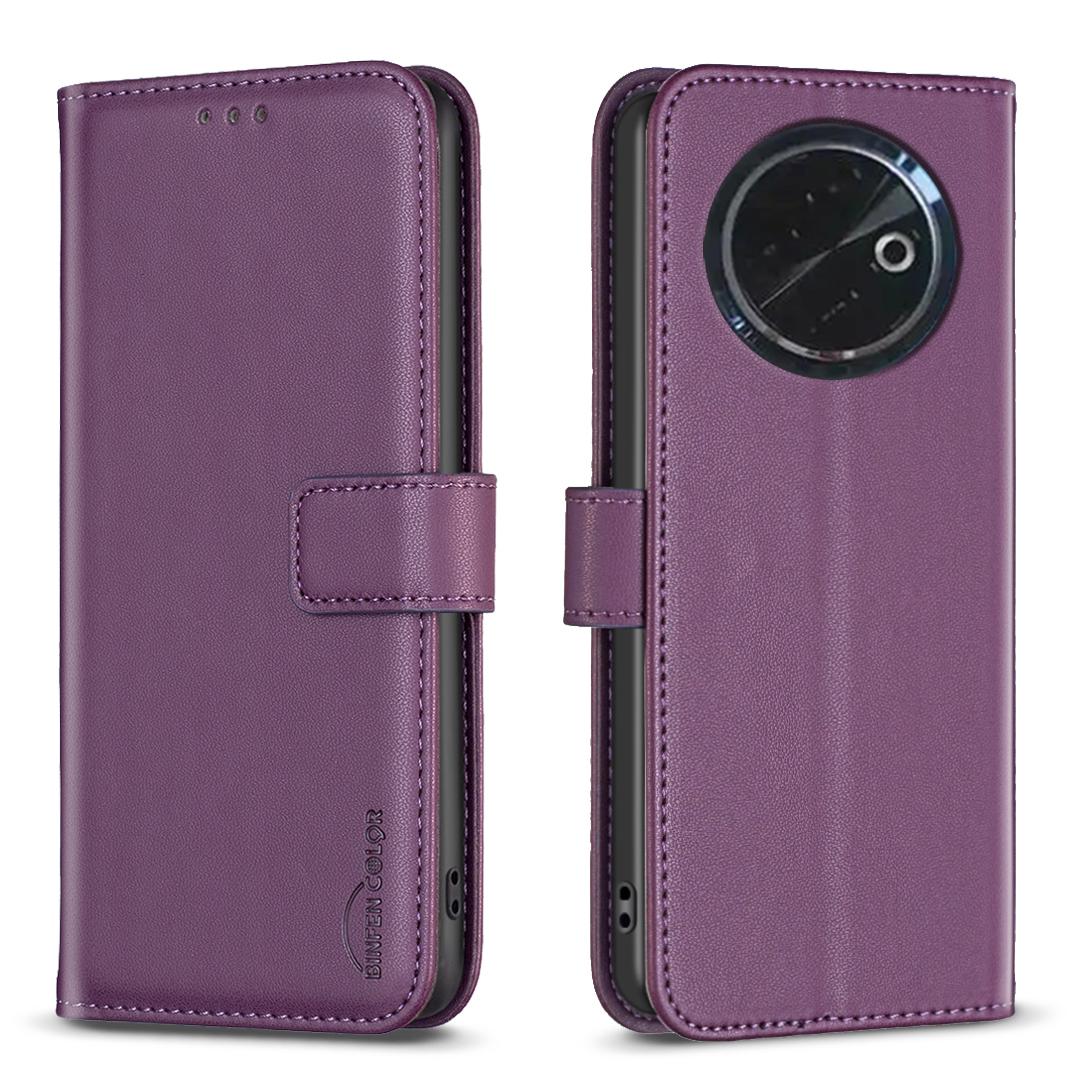 

BINFEN COLOR BF17 For TECNO Spark 30C 4G Case Wallet Folio Flip Leather Cover Dark Purple