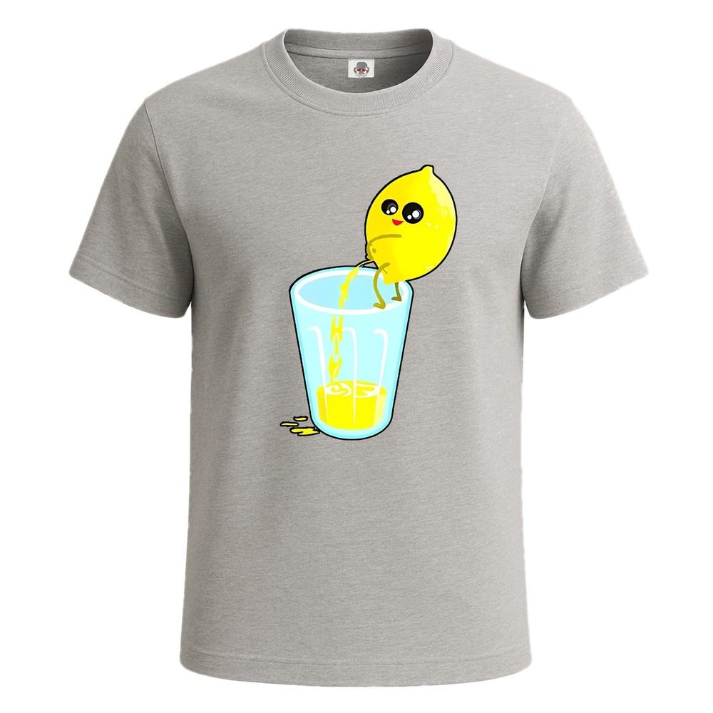 Lemon pees in glass lemon character print mens t shirt joke gift funny tee top 2XL